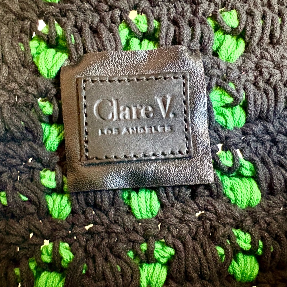 Clare V Claudette Black and Green Crochet Clutch - Picture 6 of 9